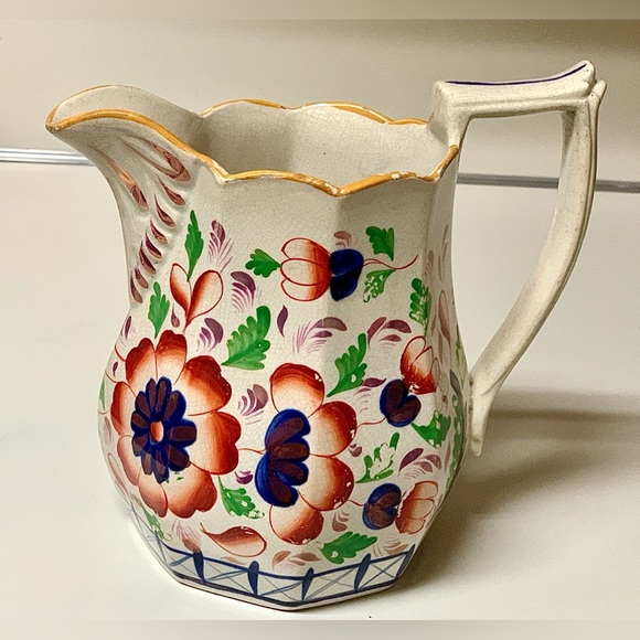 19th Century Antique Gaudy Welsh Grape Pattern Hand Painted Luster Pitcher Jug - Picture 16 of 16